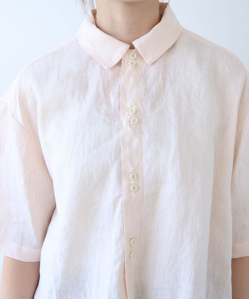 bulle de savon(ビュルデサボン)の「60sフレンチリネン boy shirt(シャツ/ブラウス・レディース・ピンク/オレンジ/ホワイト/サックスブルー/チャコールグレー/ベージュ系その他/ブルー系その他・FREE)」の22枚目の写真