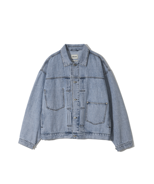 Pleated Wide Denim Jacket - Washed Blue（デニムジャケット