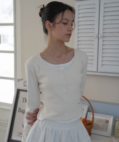 DEHEVE（デヘヴェ）の「Lace Layered Cardigan [Ivory]（カーディガン/ボレロ・レディース・アイボリー・SMALL/MEDIUM）」の3枚目の写真