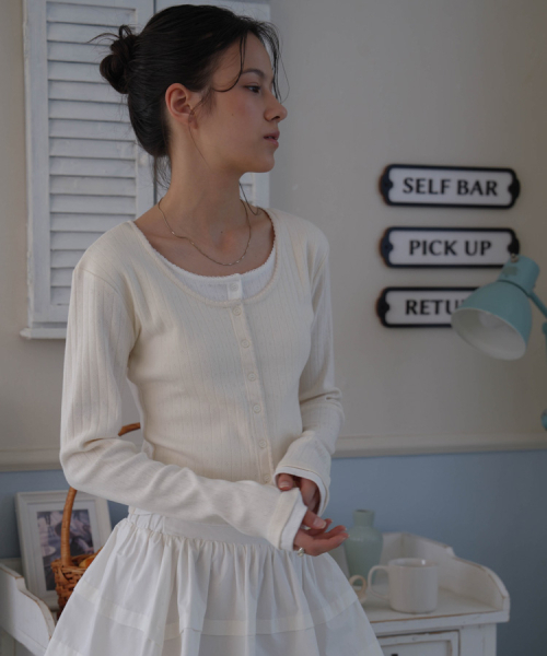 DEHEVE（デヘヴェ）の「Lace Layered Cardigan [Ivory]（カーディガン/ボレロ・レディース・アイボリー・SMALL/MEDIUM）」の5枚目の写真