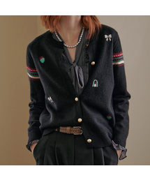 MAXZA（マージャコレクション）の「ミニリボンパターンラウンドネックニットカーディガン（カーディガン/ボレロ）」