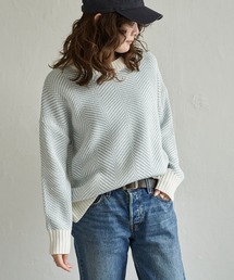ヘリンボン柄ニットプルオーバー