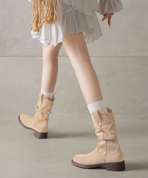 Miniministore（ミニミニストア）の「ウエスタンブーツ ミドルブーツ 春秋冬靴（ブーツ・レディース・ベージュ/ブラウン・25.0cm/24.5cm/23.5cm/23.0cm/22.5cm/24.0cm）」の5枚目の写真