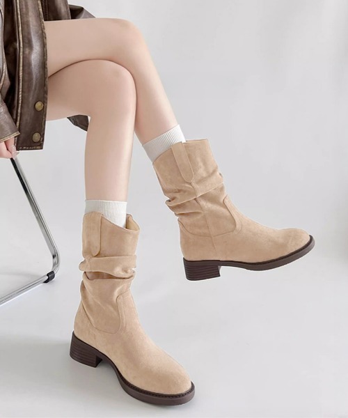 Miniministore（ミニミニストア）の「ウエスタンブーツ ミドルブーツ 春秋冬靴（ブーツ・レディース・ベージュ/ブラウン・25.0cm/24.5cm/23.5cm/23.0cm/22.5cm/24.0cm）」の6枚目の写真