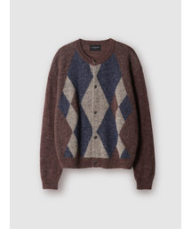 ALPACA ARGYLE CARDIGAN BURGUNDY