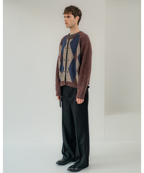 POKER FACE（ポーカーフェイス）の「ALPACA ARGYLE CARDIGAN BURGUNDY（ニット/セーター・メンズ・その他・46/48/50）」の3枚目の写真