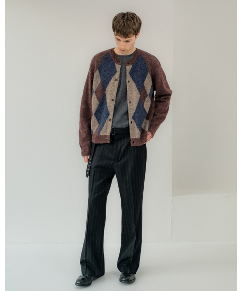 POKER FACE（ポーカーフェイス）の「ALPACA ARGYLE CARDIGAN BURGUNDY（ニット/セーター・メンズ・その他・46/48/50）」の4枚目の写真