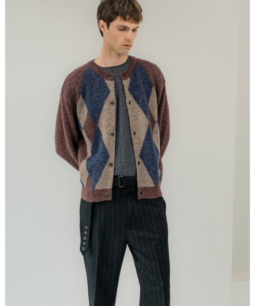 POKER FACE（ポーカーフェイス）の「ALPACA ARGYLE CARDIGAN BURGUNDY（ニット/セーター・メンズ・その他・46/48/50）」の5枚目の写真