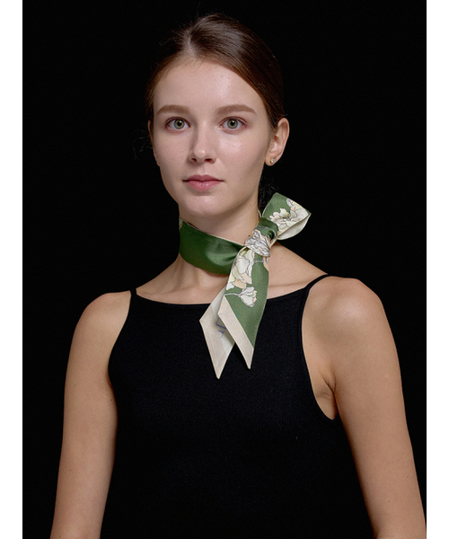 Bloom Petit Slim Silk Scarf Green