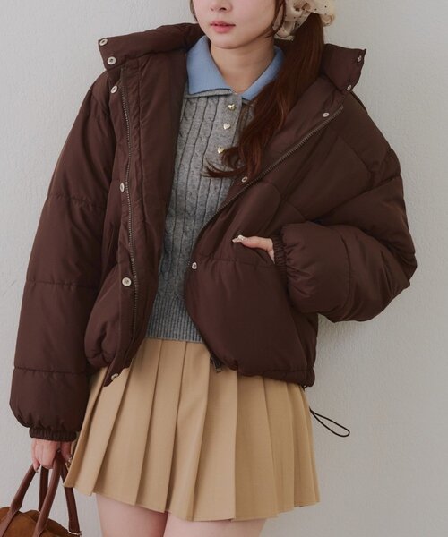 Remind me and forever（リマインドミーアンドフォーエバー）の「フード中綿ジャケット（ブルゾン・レディース・ピンク/ブラウン/サックスブルー/ブラック/ナチュラル・FREE）」の4枚目の写真