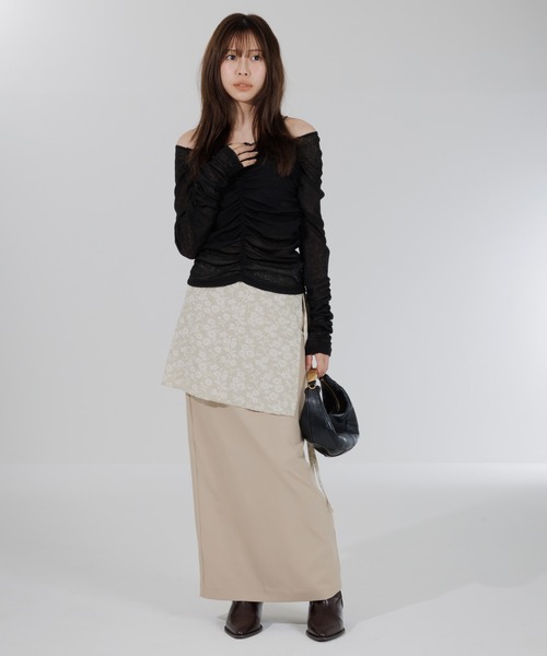drape sheer 2way tops（ドレープシアー2wayトップス）（Tシャツ