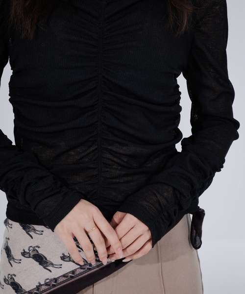 SENEE（セニー）の「drape sheer 2way tops（ドレープシアー2wayトップス）（Tシャツ/カットソー・レディース・ブラック/アイボリー・FREE）」の21枚目の写真