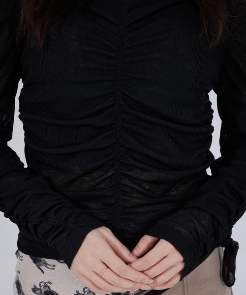 SENEE（セニー）の「drape sheer 2way tops（ドレープシアー2wayトップス）（Tシャツ/カットソー・レディース・ブラック/アイボリー・FREE）」の22枚目の写真