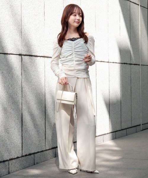 drape sheer 2way tops（ドレープシアー2wayトップス）（Tシャツ