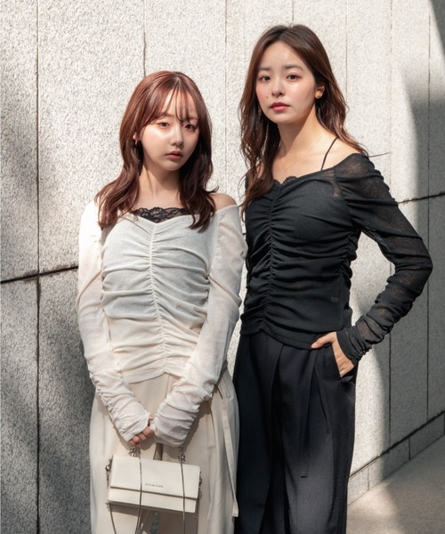drape sheer 2way tops（ドレープシアー2wayトップス）（Tシャツ