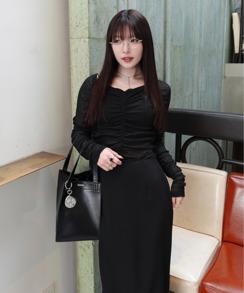 drape sheer 2way tops（ドレープシアー2wayトップス）（Tシャツ