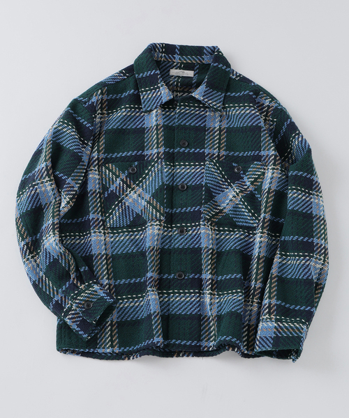 JOURNAL STANDARD relume（ジャーナルスタンダード　レリューム）の「バスケット ツィードチェック CPO シャツブルゾン（シャツ/ブラウス・メンズ・アイボリー/ブルー系その他/ネイビー・LARGE/MEDIUM）」の3枚目の写真