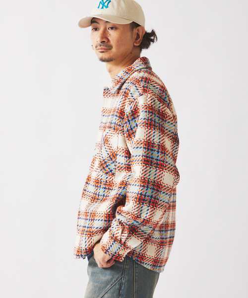 JOURNAL STANDARD relume（ジャーナルスタンダード　レリューム）の「バスケット ツィードチェック CPO シャツブルゾン（シャツ/ブラウス・メンズ・アイボリー/ブルー系その他/ネイビー・LARGE/MEDIUM）」の11枚目の写真