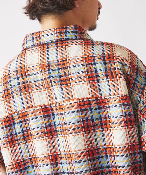 JOURNAL STANDARD relume（ジャーナルスタンダード　レリューム）の「バスケット ツィードチェック CPO シャツブルゾン（シャツ/ブラウス・メンズ・アイボリー/ブルー系その他/ネイビー・LARGE/MEDIUM）」の14枚目の写真