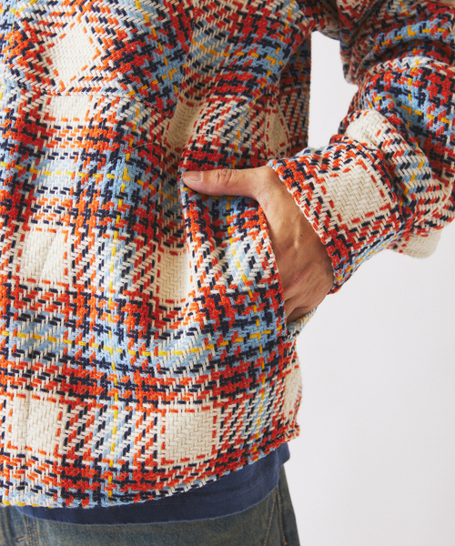 JOURNAL STANDARD relume（ジャーナルスタンダード　レリューム）の「バスケット ツィードチェック CPO シャツブルゾン（シャツ/ブラウス・メンズ・アイボリー/ブルー系その他/ネイビー・LARGE/MEDIUM）」の15枚目の写真