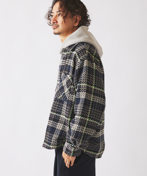 JOURNAL STANDARD relume（ジャーナルスタンダード　レリューム）の「バスケット ツィードチェック CPO シャツブルゾン（シャツ/ブラウス・メンズ・アイボリー/ブルー系その他/ネイビー・LARGE/MEDIUM）」の20枚目の写真