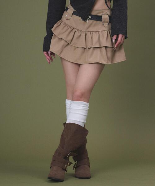 dispark(ディスパーク)の「DISPARK/【26年春夏新作】スターベルト付きティアードスカパン(スカート・レディース・ベージュ/ブラック・SMALL/MEDIUM)」の15枚目の写真