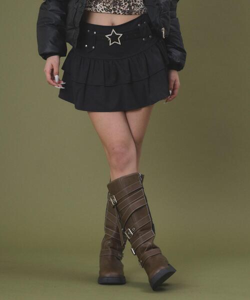 dispark(ディスパーク)の「DISPARK/【26年春夏新作】スターベルト付きティアードスカパン(スカート・レディース・ベージュ/ブラック・SMALL/MEDIUM)」の13枚目の写真