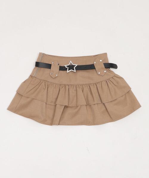 dispark(ディスパーク)の「DISPARK/【26年春夏新作】スターベルト付きティアードスカパン(スカート・レディース・ベージュ/ブラック・SMALL/MEDIUM)」の4枚目の写真