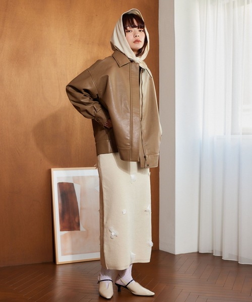 mysty woman(ミスティウーマン)の「3Dフラワーニットスカート 636957(スカート・レディース・グレー/ホワイト系その他/ブラック・FREE)」の18枚目の写真