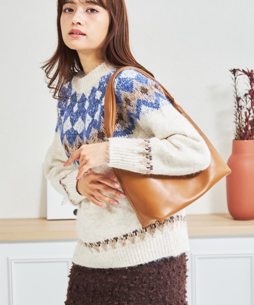 MISCH MASCH(ミッシュマッシュ)の「一部店舗限定 ワンハンドルスクエアバッグ(ショルダーバッグ・レディース・キャメル/ブラック・フリ-)」の5枚目の写真