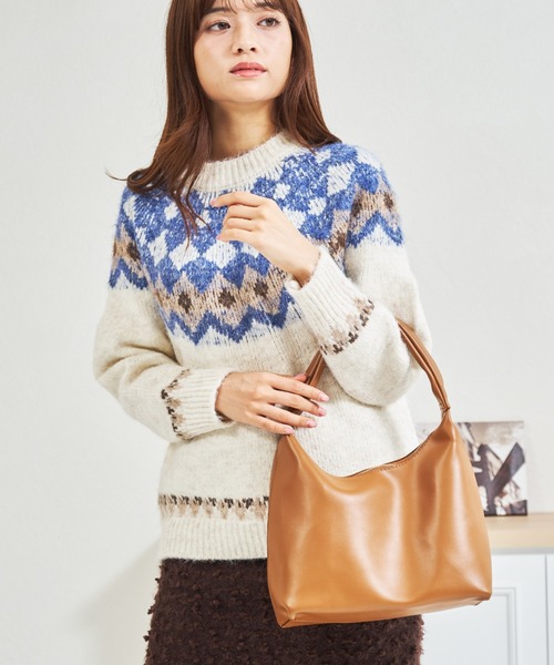 MISCH MASCH(ミッシュマッシュ)の「一部店舗限定 ワンハンドルスクエアバッグ(ショルダーバッグ・レディース・キャメル/ブラック・フリ-)」の6枚目の写真