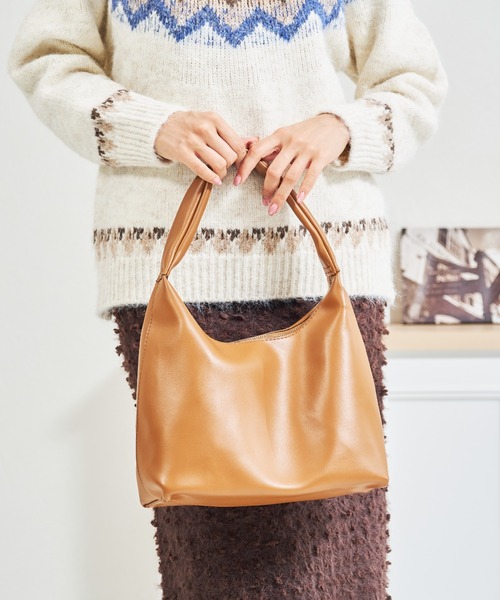 MISCH MASCH(ミッシュマッシュ)の「一部店舗限定 ワンハンドルスクエアバッグ(ショルダーバッグ・レディース・キャメル/ブラック・フリ-)」の10枚目の写真