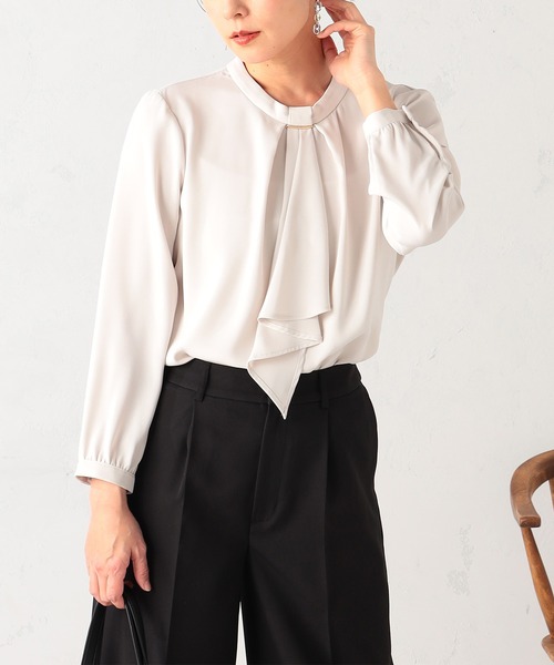 GALLORIA（ギャローリア）の「【お手入れ楽々・洗濯機で洗える】ラッフルブラウス（シャツ/ブラウス・レディース・ホワイト/ホワイト系その他/ライトブルー/ライトベージュ・L/LL/M/S）」の14枚目の写真