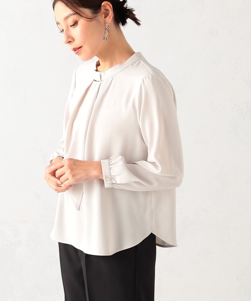 GALLORIA（ギャローリア）の「【お手入れ楽々・洗濯機で洗える】ラッフルブラウス（シャツ/ブラウス・レディース・ホワイト/ホワイト系その他/ライトブルー/ライトベージュ・L/LL/M/S）」の15枚目の写真