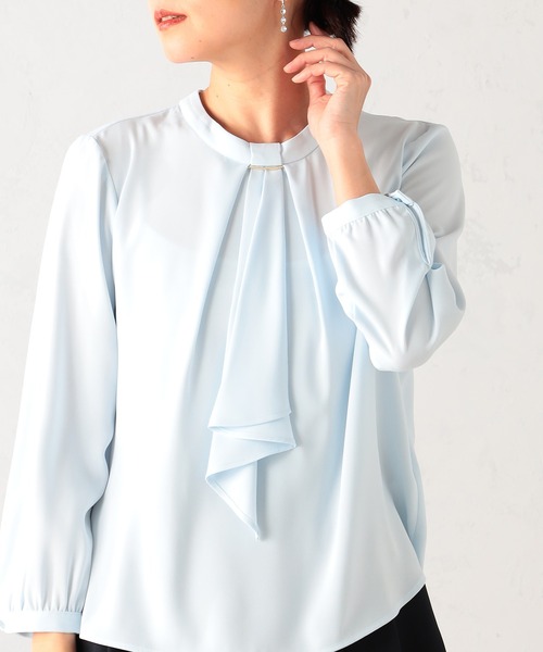 GALLORIA（ギャローリア）の「【お手入れ楽々・洗濯機で洗える】ラッフルブラウス（シャツ/ブラウス・レディース・ホワイト/ホワイト系その他/ライトブルー/ライトベージュ・L/LL/M/S）」の19枚目の写真