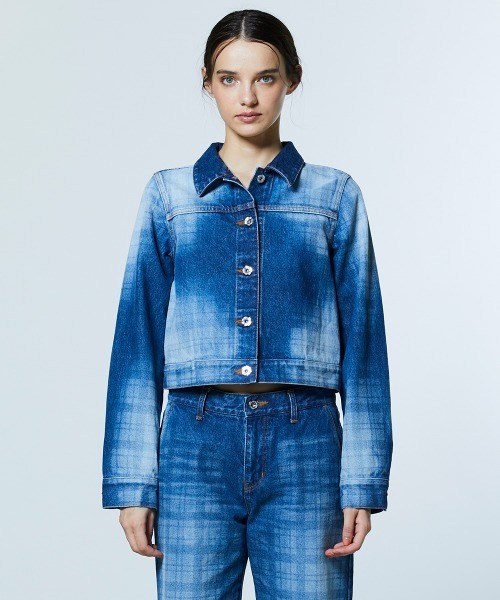 DOUBLE STANDARD CLOTHING(ダブルスタンダードクロージング)の「12.5oz ユーズドチェック デニムジャケット(デニムジャケット・レディース・インディゴブルー・38/36)」の2枚目の写真
