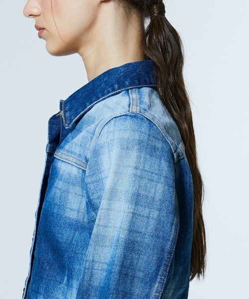 DOUBLE STANDARD CLOTHING(ダブルスタンダードクロージング)の「12.5oz ユーズドチェック デニムジャケット(デニムジャケット・レディース・インディゴブルー・38/36)」の7枚目の写真