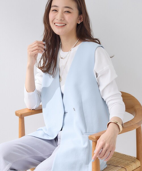 INDIVI（インディヴィ）の「【洗える／多機能／SETUP可】着る日傘ジレジャケット（ベスト・レディース・ベージュ/ブラック/ネイビー/サックスブルー・40/38/36/15 /13/05/19/03）」の4枚目の写真