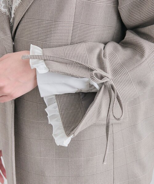 OLIVE des OLIVE（オリーブデオリーブ）の「【セットアップ対応/レース取り外し可】レース衿ゆるたぽテーラードジャケット（テーラードジャケット・レディース・ブラウン/ネイビー/グレー・FREE）」の21枚目の写真