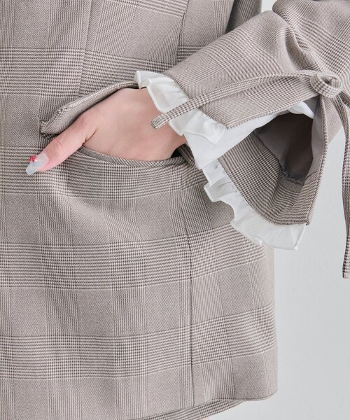 OLIVE des OLIVE（オリーブデオリーブ）の「【セットアップ対応/レース取り外し可】レース衿ゆるたぽテーラードジャケット（テーラードジャケット・レディース・ブラウン/ネイビー/グレー・FREE）」の22枚目の写真