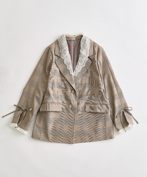セール】レース衿ゆるたぽテーラードジャケット（テーラードジャケット