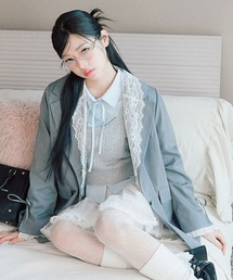 OLIVE des OLIVE（オリーブデオリーブ）の「レース衿ゆるたぽテーラードジャケット（テーラードジャケット）」