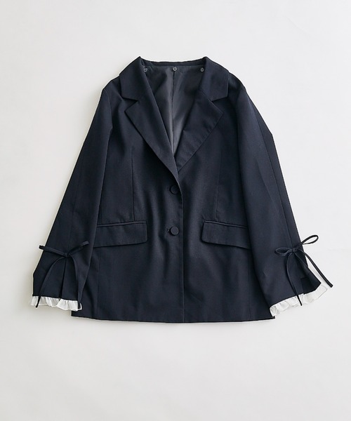 OLIVE des OLIVE（オリーブデオリーブ）の「レース衿ゆるたぽテーラードジャケット（テーラードジャケット・レディース・ブラウン/グレー/ネイビー・FREE）」の5枚目の写真