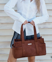 MACOI（マッコイ）の「ビッグスクエアスエードバゲットショルダードットバッグ[ブラウン]（ショルダーバッグ）」