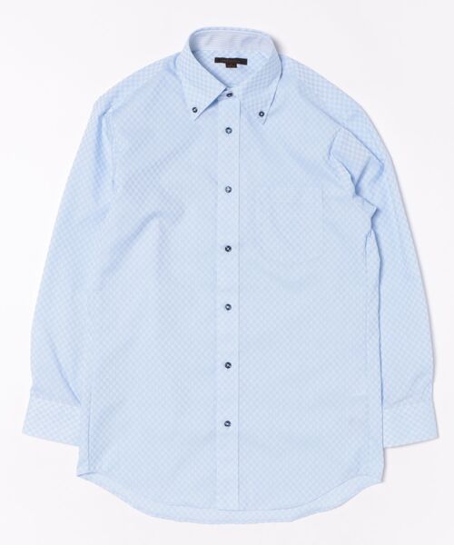 m.f.editorial（エムエフエディトリアル）の「【綿混 ノンアイロン】m.f.エディトリアル メンズ  ボタンダウン ビジネスドレス長袖シャツ（シャツ/ブラウス・メンズ・サックスブルー・首回り39cm-裄丈84cm/首回り41cm-裄丈86cm/首回り45cm-裄丈86cm/首回り37cm-裄丈80cm/首回り41cm-裄丈82cm/首回り43cm-裄丈82cm/首回り43cm-裄丈86cm/首回り39cm-裄丈80cm）」の2枚目の写真