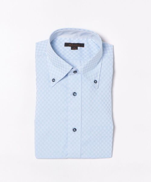 m.f.editorial（エムエフエディトリアル）の「【綿混 ノンアイロン】m.f.エディトリアル メンズ  ボタンダウン ビジネスドレス長袖シャツ（シャツ/ブラウス・メンズ・サックスブルー・首回り39cm-裄丈84cm/首回り41cm-裄丈86cm/首回り45cm-裄丈86cm/首回り37cm-裄丈80cm/首回り41cm-裄丈82cm/首回り43cm-裄丈82cm/首回り43cm-裄丈86cm/首回り39cm-裄丈80cm）」の4枚目の写真