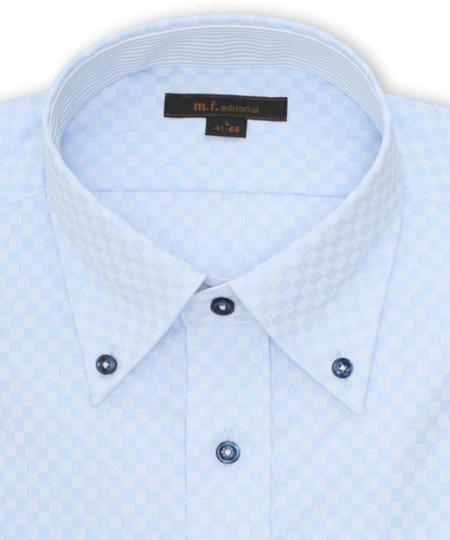 m.f.editorial（エムエフエディトリアル）の「【綿混 ノンアイロン】m.f.エディトリアル メンズ  ボタンダウン ビジネスドレス長袖シャツ（シャツ/ブラウス・メンズ・サックスブルー・首回り39cm-裄丈84cm/首回り41cm-裄丈86cm/首回り45cm-裄丈86cm/首回り37cm-裄丈80cm/首回り41cm-裄丈82cm/首回り43cm-裄丈82cm/首回り43cm-裄丈86cm/首回り39cm-裄丈80cm）」の8枚目の写真