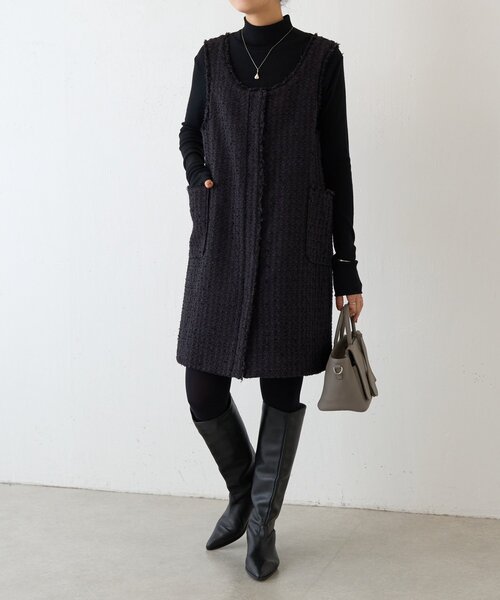 LIVETART（リヴェタート）の「《LIVETART》ツイードミニジャンスカ（ワンピース・レディース・ブラック・FREE）」の2枚目の写真