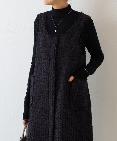 LIVETART（リヴェタート）の「《LIVETART》ツイードミニジャンスカ（ワンピース・レディース・ブラック・FREE）」の5枚目の写真