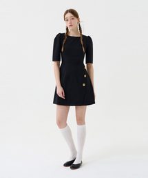 VOYONN（ボヨン）の「ゴールドボタンボリュームアップミニワンピースネイビー0147（ワンピース）」